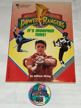 Mighty Morphin Power Rangers "It's Morphin Time!" Book Plus FREE POG SLAMMER